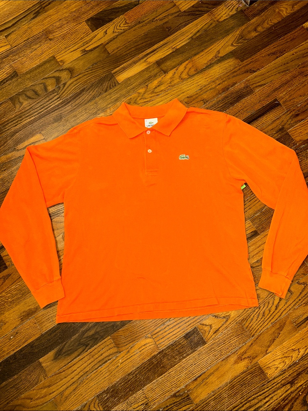 Lacoste Orange Long Sleeve Polo Shirt Men’s Size 4 *French sizing scale,last pic